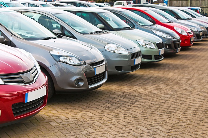 Row of pre-owned cars