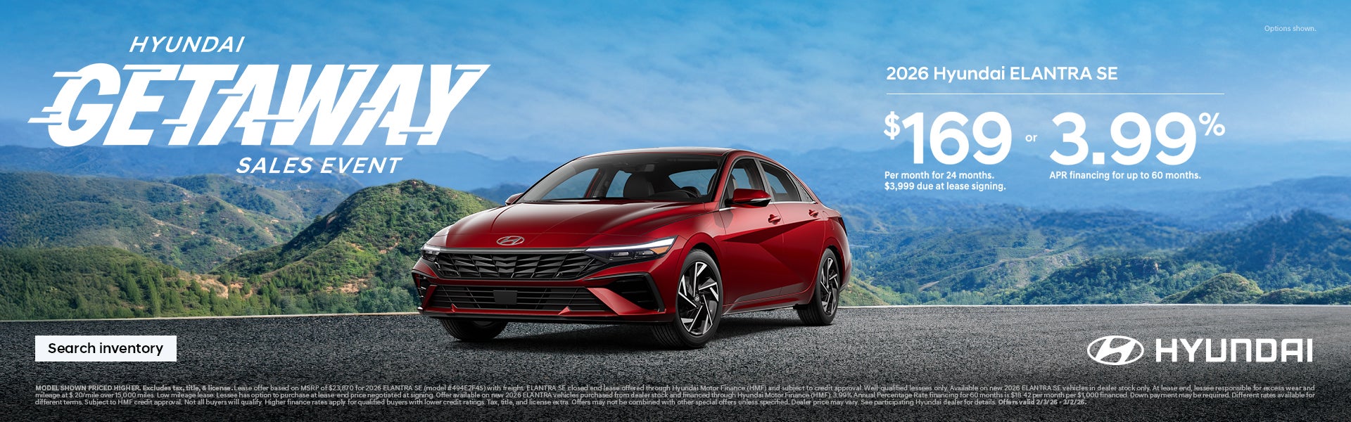 2026 Hyundai Elantra Eastern APR or Lease Offer