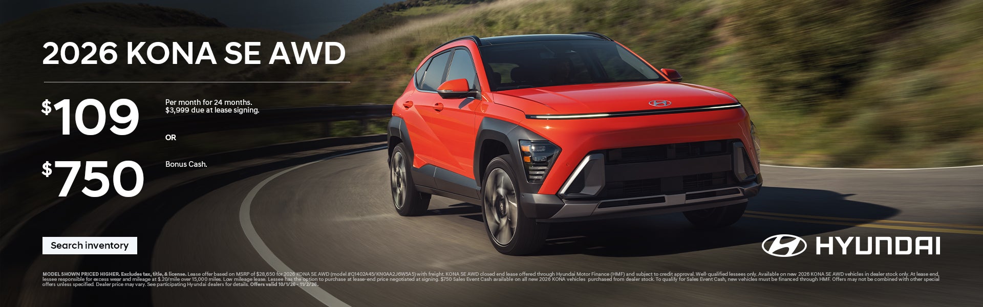 $109/24/$3,999 Lease or $750 Bonus Cash