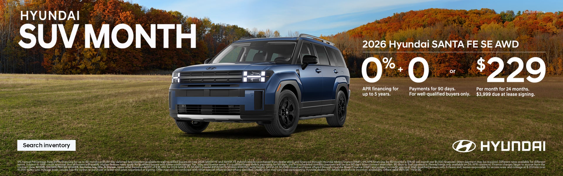 0% APR + 0 Payments for 90 Days or $229/24/$3,999 Lease